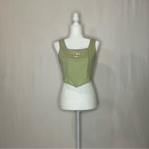 Looney Tunes Olive Green Sleeveless Top Lola Bunny Stretchy Corset Tank Sz XL
